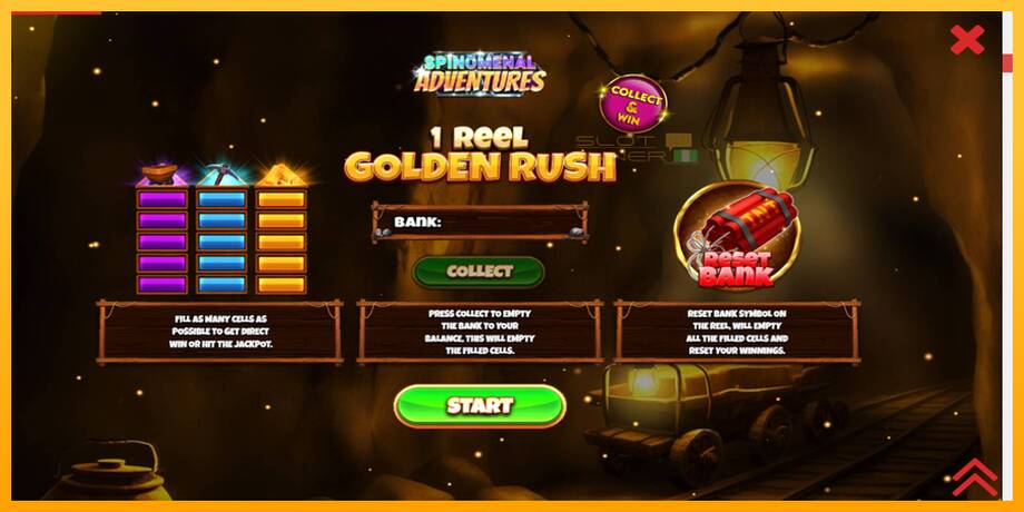 1 Reel Golden Rush lošimo automatas už pinigus, paveikslėlį 1