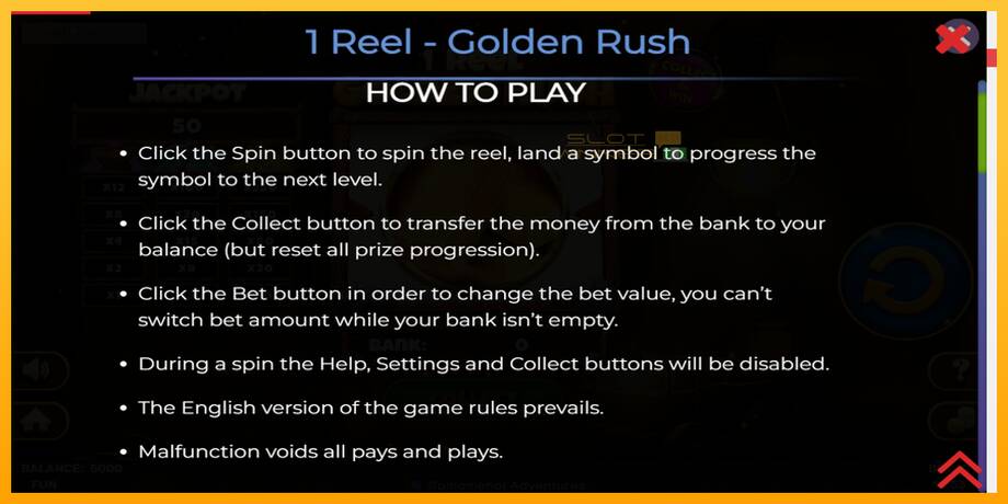 1 Reel Golden Rush lošimo automatas už pinigus, paveikslėlį 4