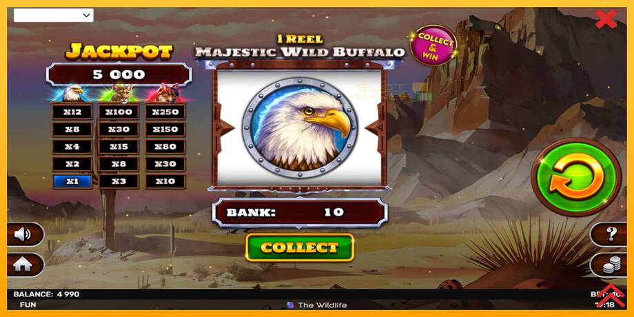 1 Reel Majestic Wild Buffalo lošimo automatas už pinigus, paveikslėlį 3