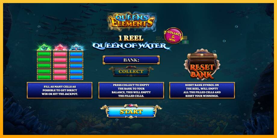 1 Reel Queen of Water lošimo automatas už pinigus, paveikslėlį 1