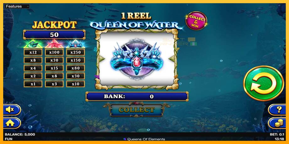 1 Reel Queen of Water lošimo automatas už pinigus, paveikslėlį 2