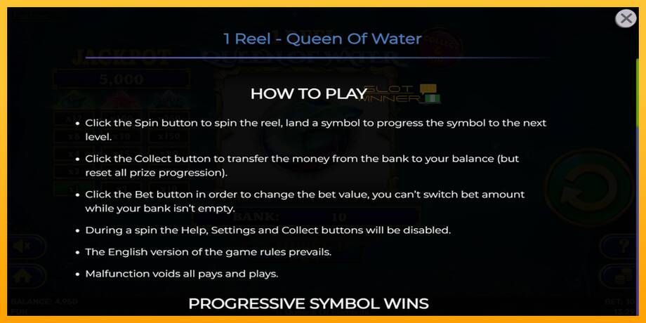 1 Reel Queen of Water lošimo automatas už pinigus, paveikslėlį 5