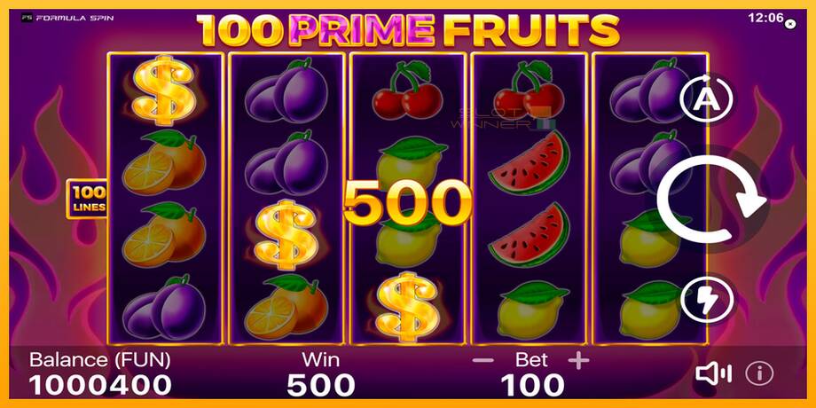 100 Prime Fruits lošimo automatas už pinigus, paveikslėlį 2