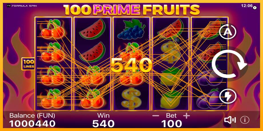 100 Prime Fruits lošimo automatas už pinigus, paveikslėlį 3