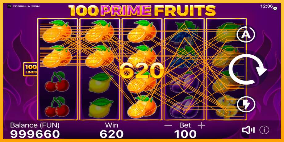 100 Prime Fruits lošimo automatas už pinigus, paveikslėlį 4