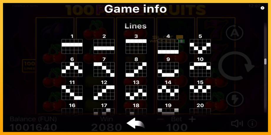 100 Prime Fruits lošimo automatas už pinigus, paveikslėlį 7