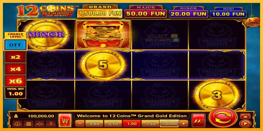 12 Coins Grand Gold Edition Halloween Jackpots lošimo automatas už pinigus, paveikslėlį 1