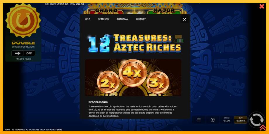 12 Treasures: Aztec Riches lošimo automatas už pinigus, paveikslėlį 5