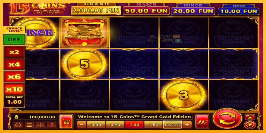 15 Coins Grand Gold Edition Halloween Jackpot lošimo automatas už pinigus, paveikslėlį 1