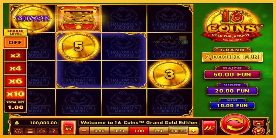 16 Coins Grand Gold Edition Halloween Jackpots lošimo automatas už pinigus, paveikslėlį 1