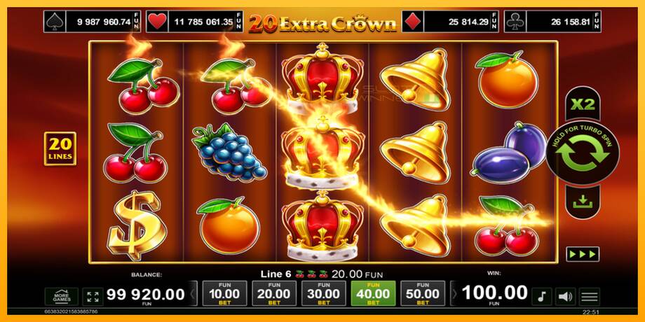 20 Extra Crown lošimo automatas už pinigus, paveikslėlį 2