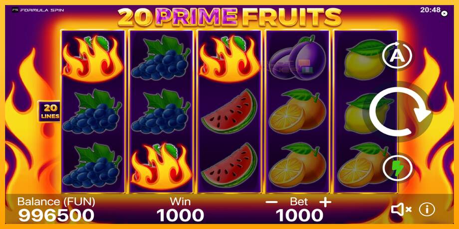 20 Prime Fruits lošimo automatas už pinigus, paveikslėlį 3