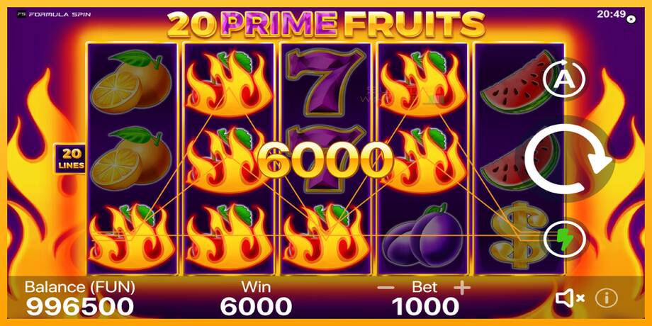 20 Prime Fruits lošimo automatas už pinigus, paveikslėlį 4