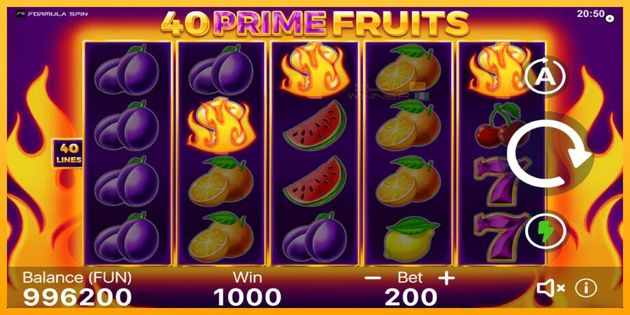 40 Prime Fruits lošimo automatas už pinigus, paveikslėlį 3