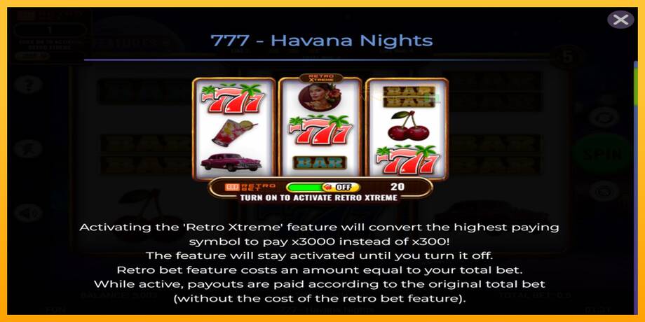 777 - Havana Nights lošimo automatas už pinigus, paveikslėlį 4