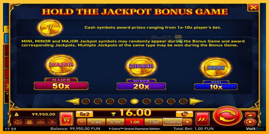 9 Coins Grand Diamond Edition Halloween Jackpots lošimo automatas už pinigus, paveikslėlį 5