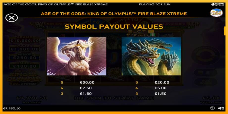 Age of the Gods: King of Olympus Fire Blaze Xtreme lošimo automatas už pinigus, paveikslėlį 6