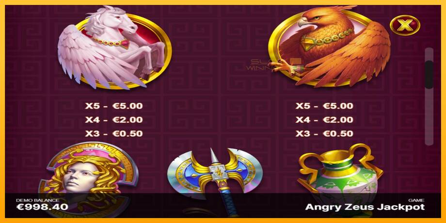 Angry Zeus Jackpot lošimo automatas už pinigus, paveikslėlį 5