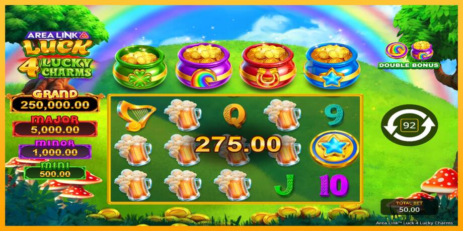 Area Link Luck 4 Lucky Charms lošimo automatas už pinigus, paveikslėlį 5