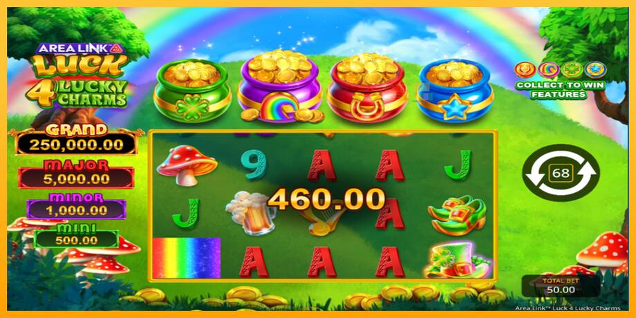 Area Link Luck 4 Lucky Charms lošimo automatas už pinigus, paveikslėlį 6