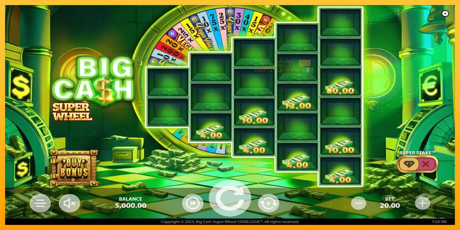 Big Cash Super Wheel lošimo automatas už pinigus, paveikslėlį 3