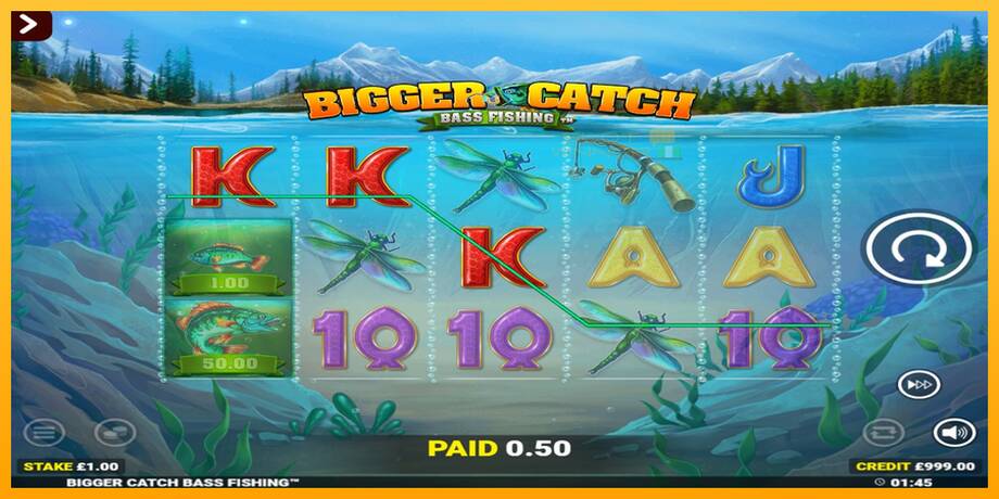 Bigger Catch Bass Fishing Rapid Fire Jackpots lošimo automatas už pinigus, paveikslėlį 3