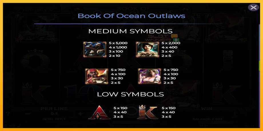 Book of Ocean Outlaws lošimo automatas už pinigus, paveikslėlį 6