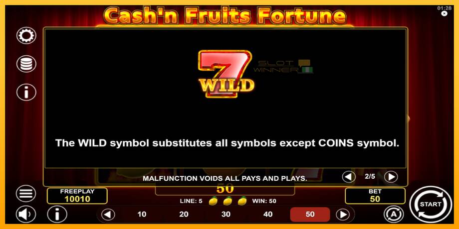 Cashn Fruits Fortune lošimo automatas už pinigus, paveikslėlį 6