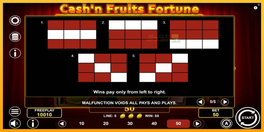 Cashn Fruits Fortune lošimo automatas už pinigus, paveikslėlį 7