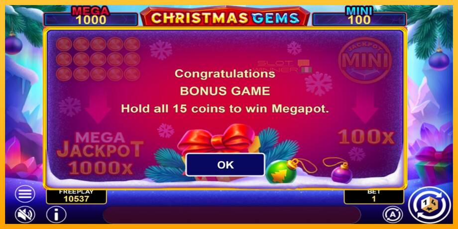 Christmas Gems Hold & Win lošimo automatas už pinigus, paveikslėlį 6