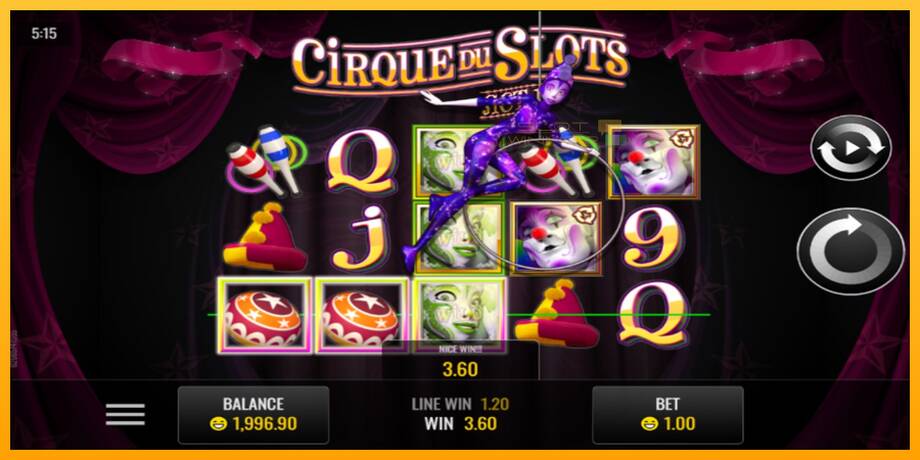 Cirque du Slots lošimo automatas už pinigus, paveikslėlį 2