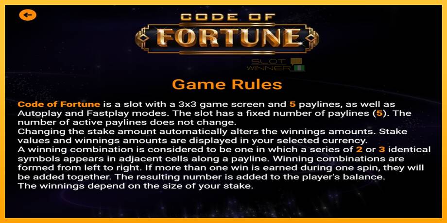 Code of Fortune lošimo automatas už pinigus, paveikslėlį 4