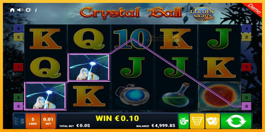 Crystal Ball Golden Nights lošimo automatas už pinigus, paveikslėlį 2