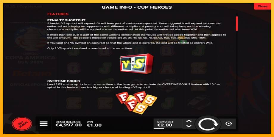 Cup Heroes lošimo automatas už pinigus, paveikslėlį 4