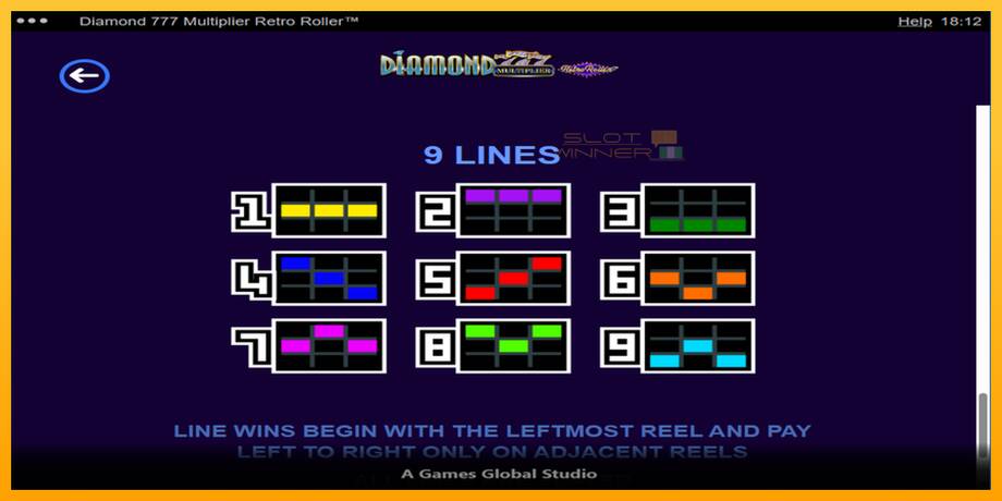 Diamond 777 Multiplier Retro Roller lošimo automatas už pinigus, paveikslėlį 7