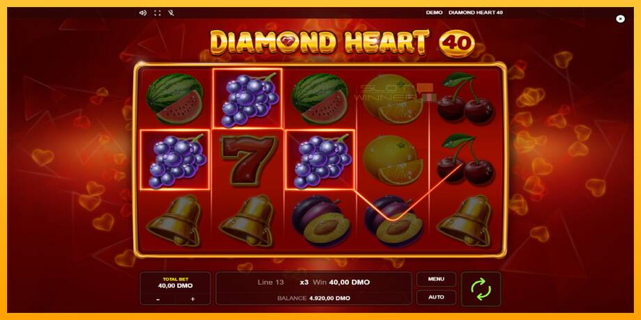 Diamond Heart 40 lošimo automatas už pinigus, paveikslėlį 2