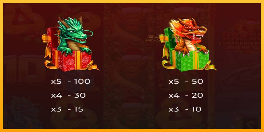 Dragon Fortune Frenzy Christmas Edition lošimo automatas už pinigus, paveikslėlį 4