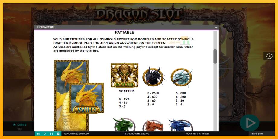 Dragon Slot lošimo automatas už pinigus, paveikslėlį 5