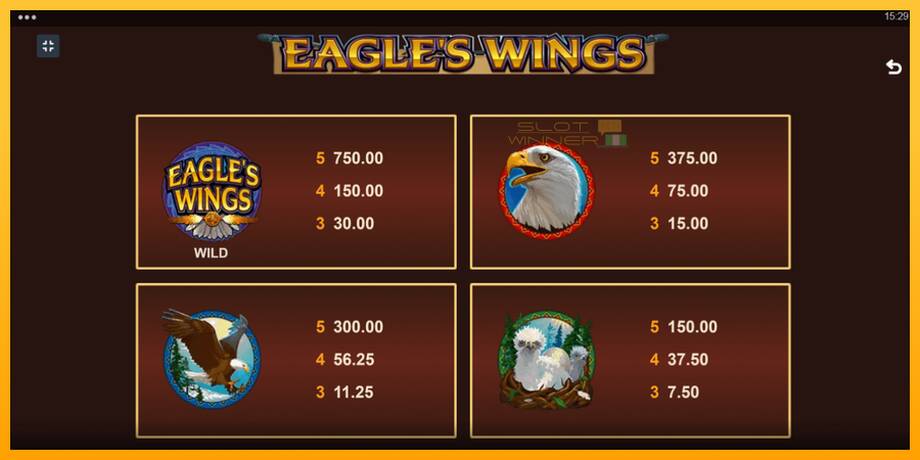 Eagles Wings lošimo automatas už pinigus, paveikslėlį 6