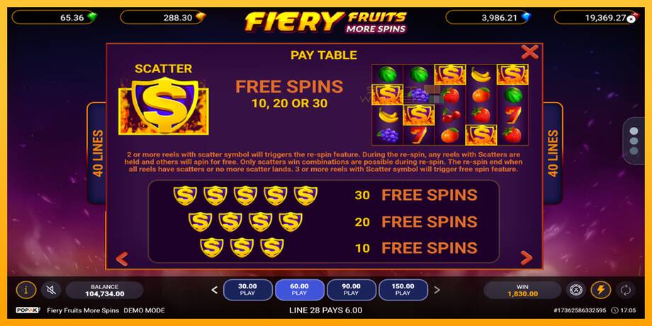 Fiery Fruits More Spins lošimo automatas už pinigus, paveikslėlį 6