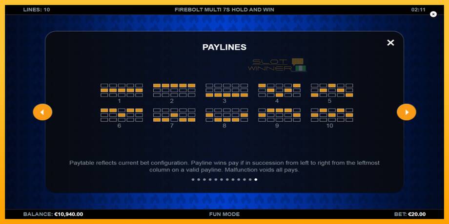 Firebolt Multi 7s Hold and Win lošimo automatas už pinigus, paveikslėlį 7