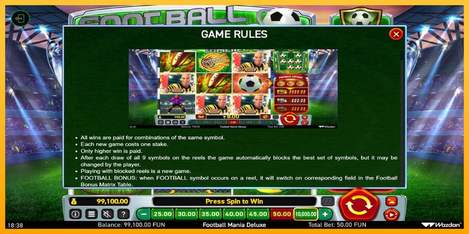 Football Mania Deluxe lošimo automatas už pinigus, paveikslėlį 6