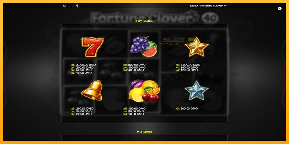 Fortune Clover 40 lošimo automatas už pinigus, paveikslėlį 5