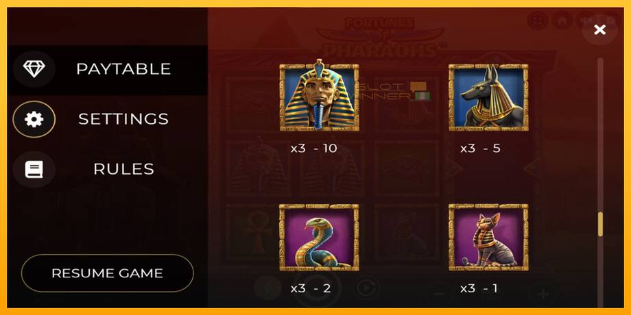 Fortunes of Pharaohs lošimo automatas už pinigus, paveikslėlį 6