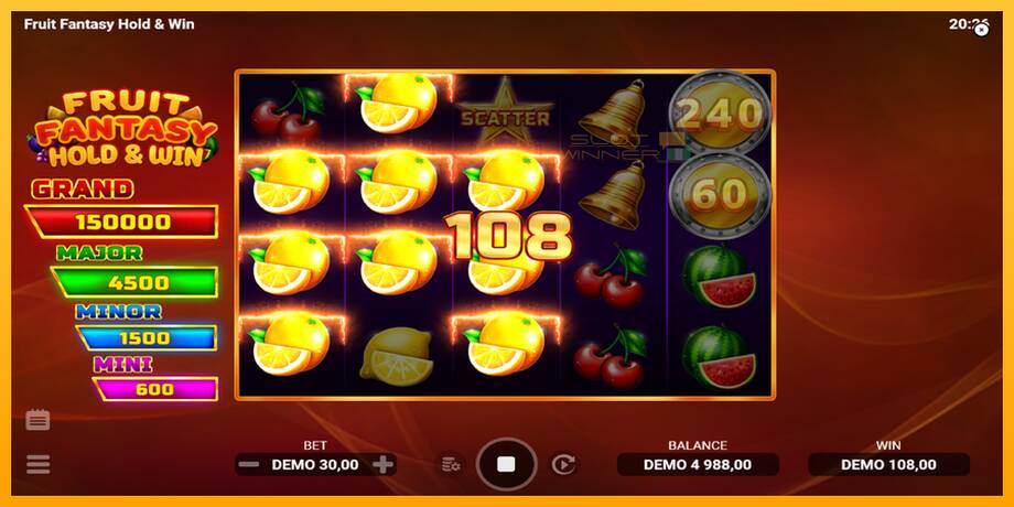 Fruit Fantasy Hold & Win lošimo automatas už pinigus, paveikslėlį 3