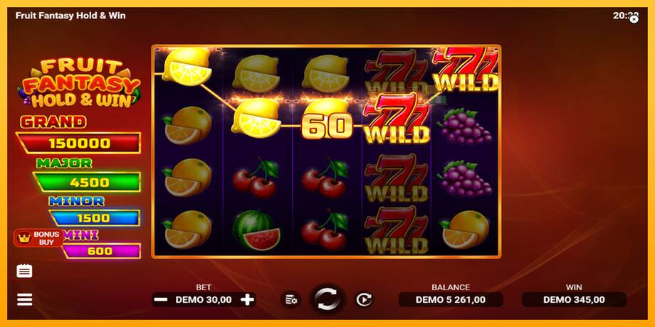 Fruit Fantasy Hold & Win lošimo automatas už pinigus, paveikslėlį 4