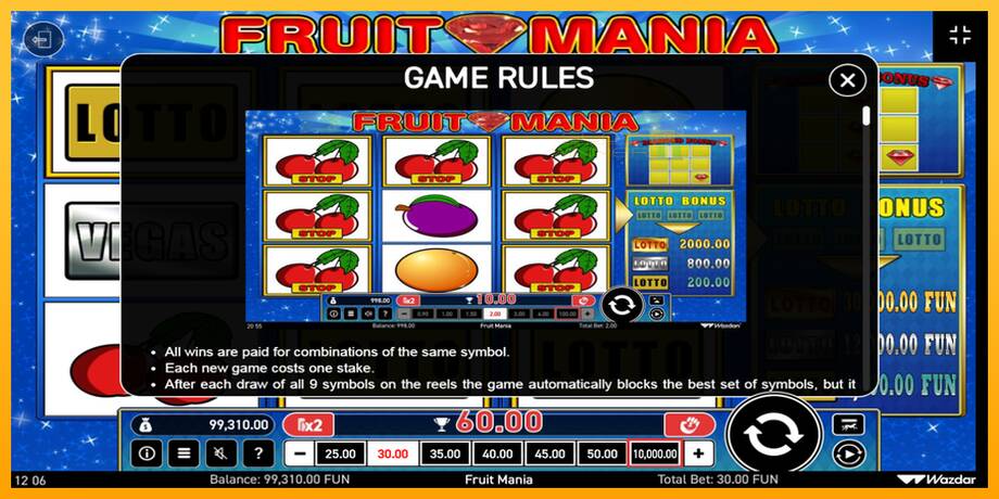 Fruit Mania lošimo automatas už pinigus, paveikslėlį 6