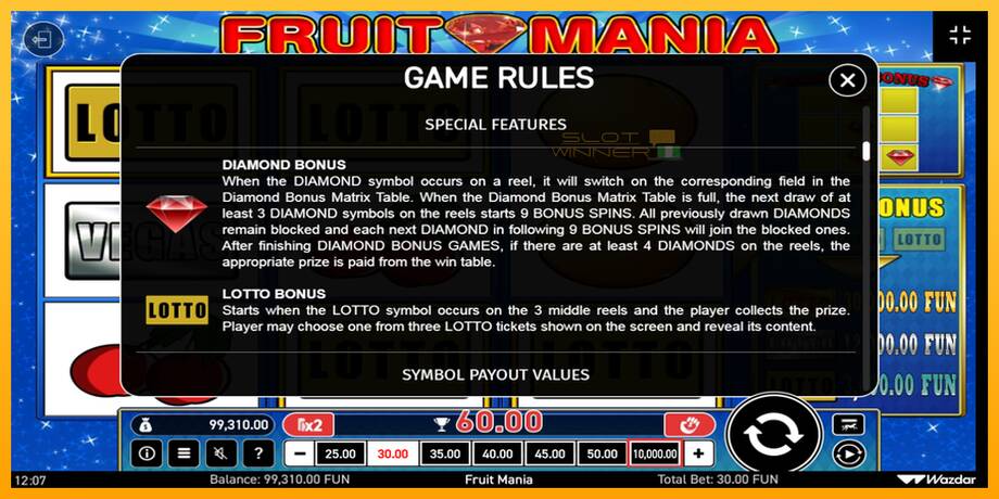 Fruit Mania lošimo automatas už pinigus, paveikslėlį 7