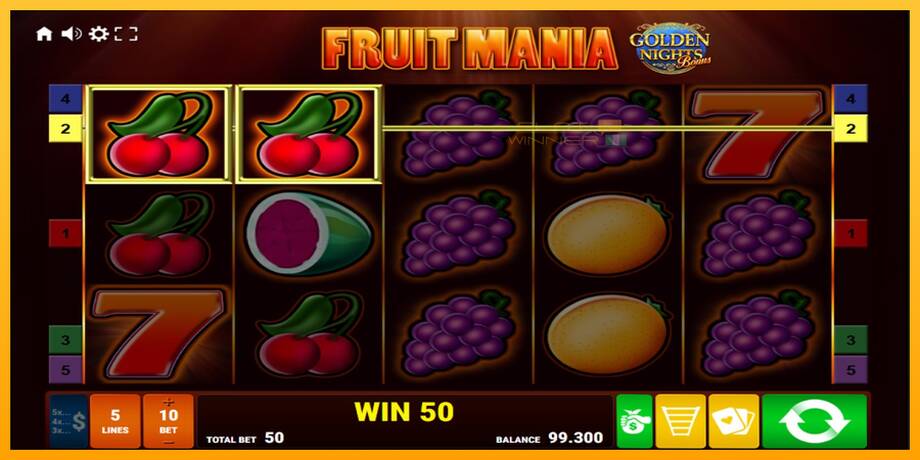 Fruit Mania Golden Nights lošimo automatas už pinigus, paveikslėlį 2