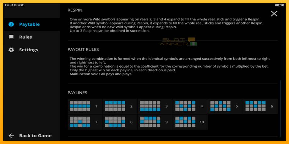 Fruitburst lošimo automatas už pinigus, paveikslėlį 5